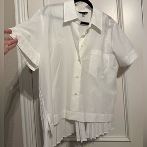 Banana Republic white short sleeve button down with pleated back.